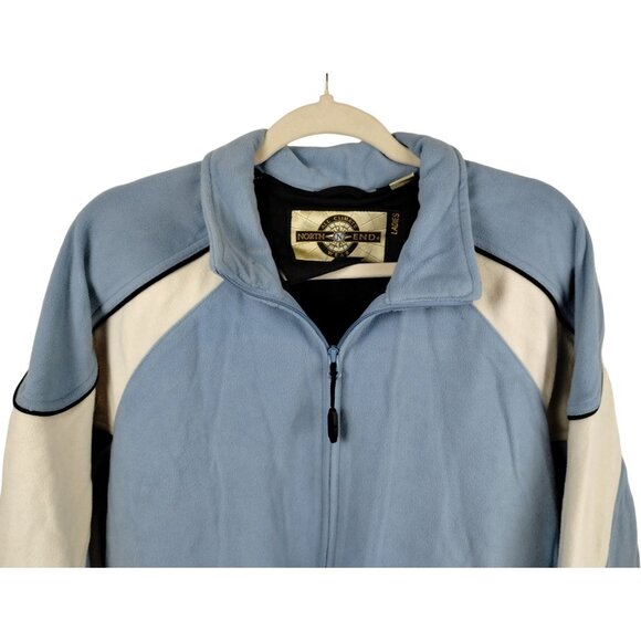 North End Ladies Medium Blue and White Secure Pockets Full Zip Fleece Jacket - Picture 4 of 8
